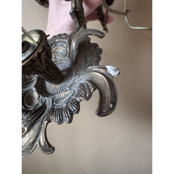 Vintage Ornate Wall Sconce Candelabra Brass Electric Light Victorian Untested - Picture 8 of 10